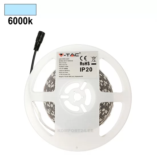 LED strip. 5m 11w/m 6000k (cold white)