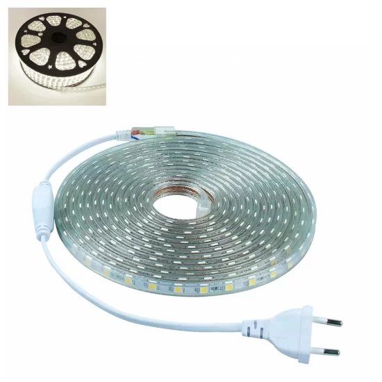 220v LED strip. Sale by meters. 14.4W/m, IP67, 4000k. (neutral white)