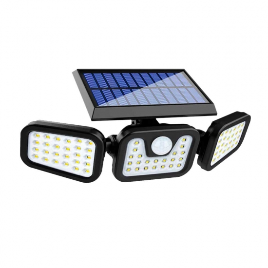 Яркий LED светильник с датчиком движения и света с солнечной панелью 15w